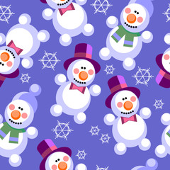 Seamless ornament snowman  in color  27