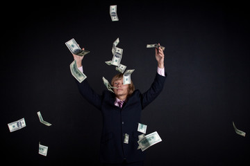 Buisnessman and falling down money