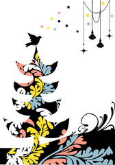 vector - christmas card with baroque tree