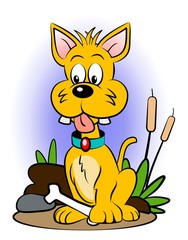 Dog with bone cartoon