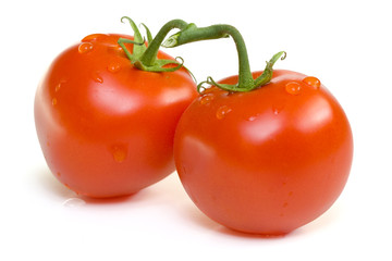 Ripe red tomatoes on a white background with clipping path