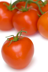 Ripe red tomatoes on a white background with clipping path