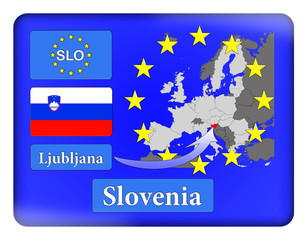 Obraz na płótnie Canvas 3D Button Unia Europejska - Słowenia