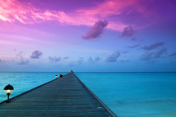 Sunset in the maldives - obrazy, fototapety, plakaty