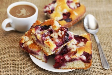 Plum pie and coffee