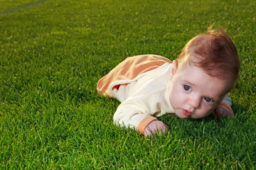 Fototapeta premium baby on grass