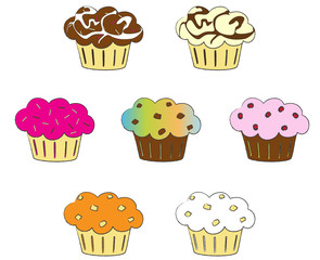 Collection of colorful cupcakes