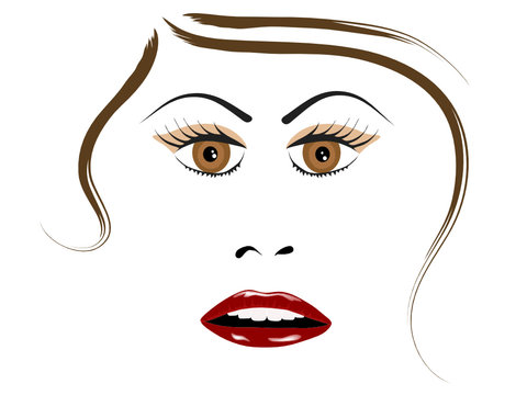 Beautiful woman face - vector illustration