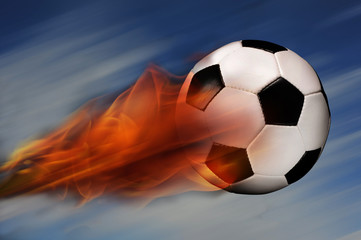 Soccer Ball on Fire in the Sky.