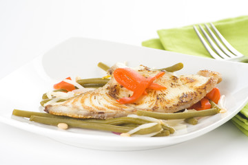 grilled fillet of fish and soy beans