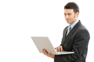 Businessman using laptop computer