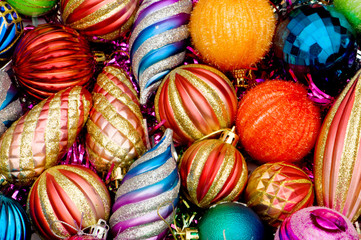 Colourful christmas decoration on a shiny background