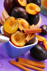 preparing preserves of plums