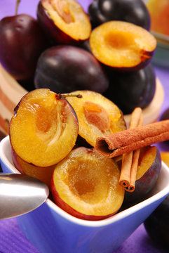preparing preserves of plums