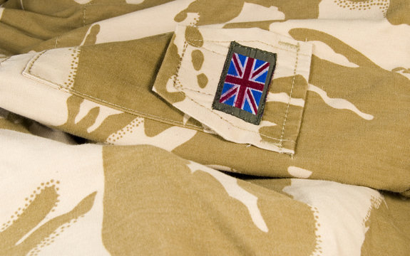 british union jack / flag on camouflage background