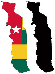 vector  map and flag of togo