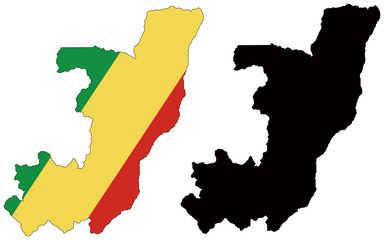 vector  map and flag of congo