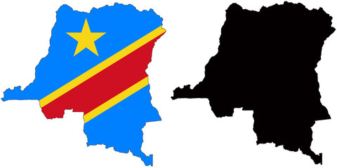 vector  map and flag of congo