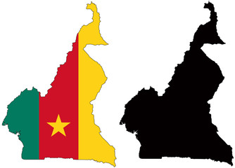 vector  map and flag of cameroon