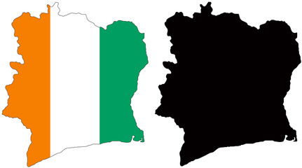 vector  map and flag of ivory coast