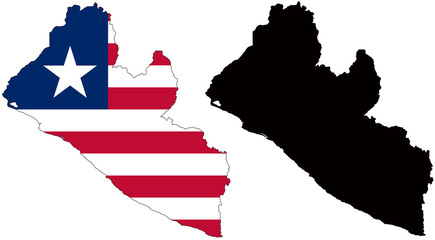 vector  map and flag of liberia