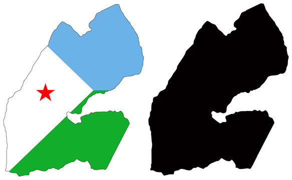 vector  map and flag of djibouti