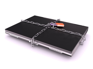 Notebook locked by padlock