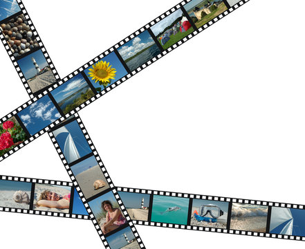 Filmstrips with summer vacation photos