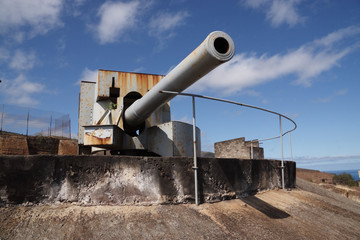 Fototapeta na wymiar Historic World War two naval gun on St Helena Island