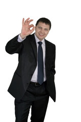 businessman showing ok isolated over white