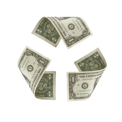 Recycle Symbol made out of US Dollar Bills