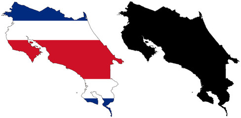 vector  map and flag of costa rica