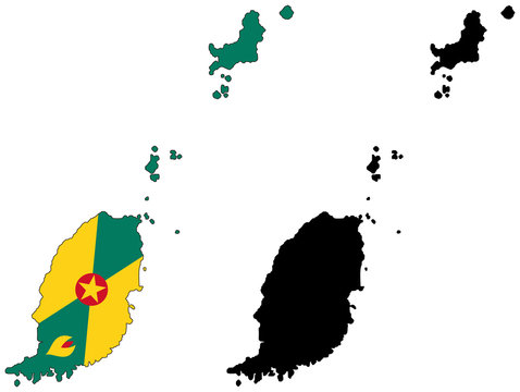 vector  map and flag of grenada