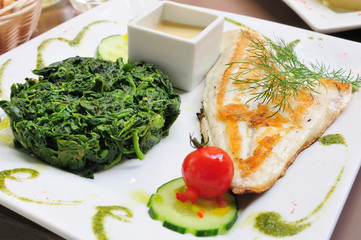 Grilled Salmon - with fresh lettuce and mash potatoes