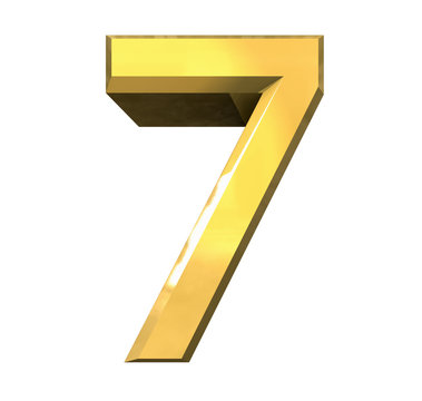 3d number 7 in gold
