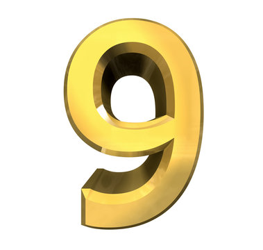 3d number 9 in gold