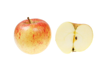 Whole and cut apples