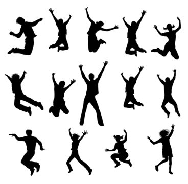 illustration - h&uuml;pfende silhouetten
