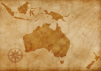 Australia old map illustration © alehnia