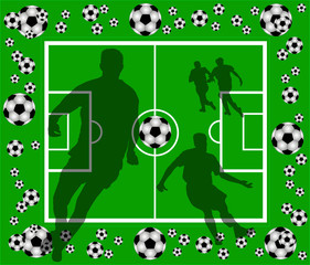 Fussballfeld mit Spieler Silhouetten