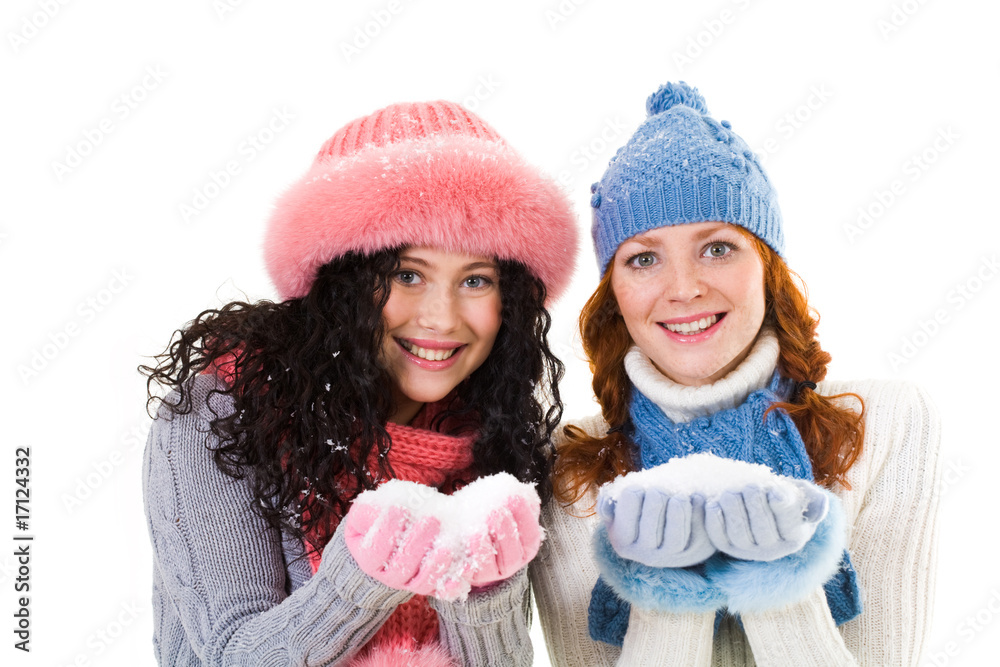 Poster girls with snow