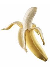 Obraz premium halb abgeschälte Banane