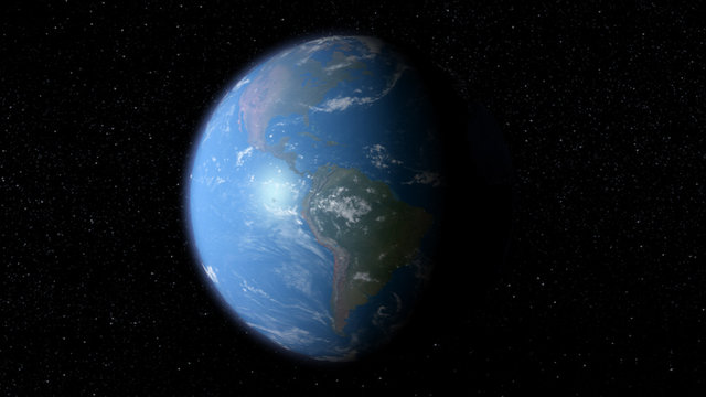 3D earth with the view of South and North America