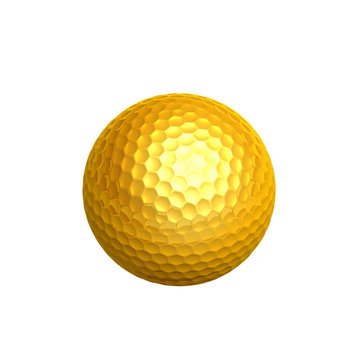 golden golf ball-isolated on white