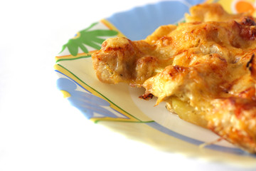 potato and chicken under cheese