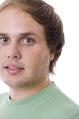 Fototapeta premium Close up of young casual man portrait, isolated on white