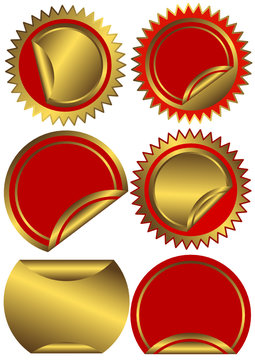 Set golden and red  labels  (vector)
