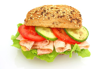 Ein leckeres frisches Schinkenbrötchen