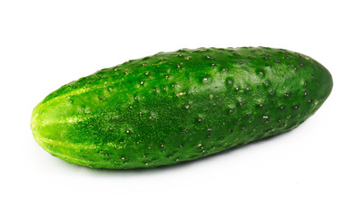 Single cucumber isolated on white