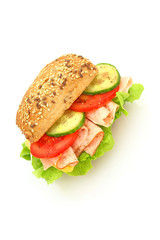 Ein leckeres frisches Schinkenbrötchen